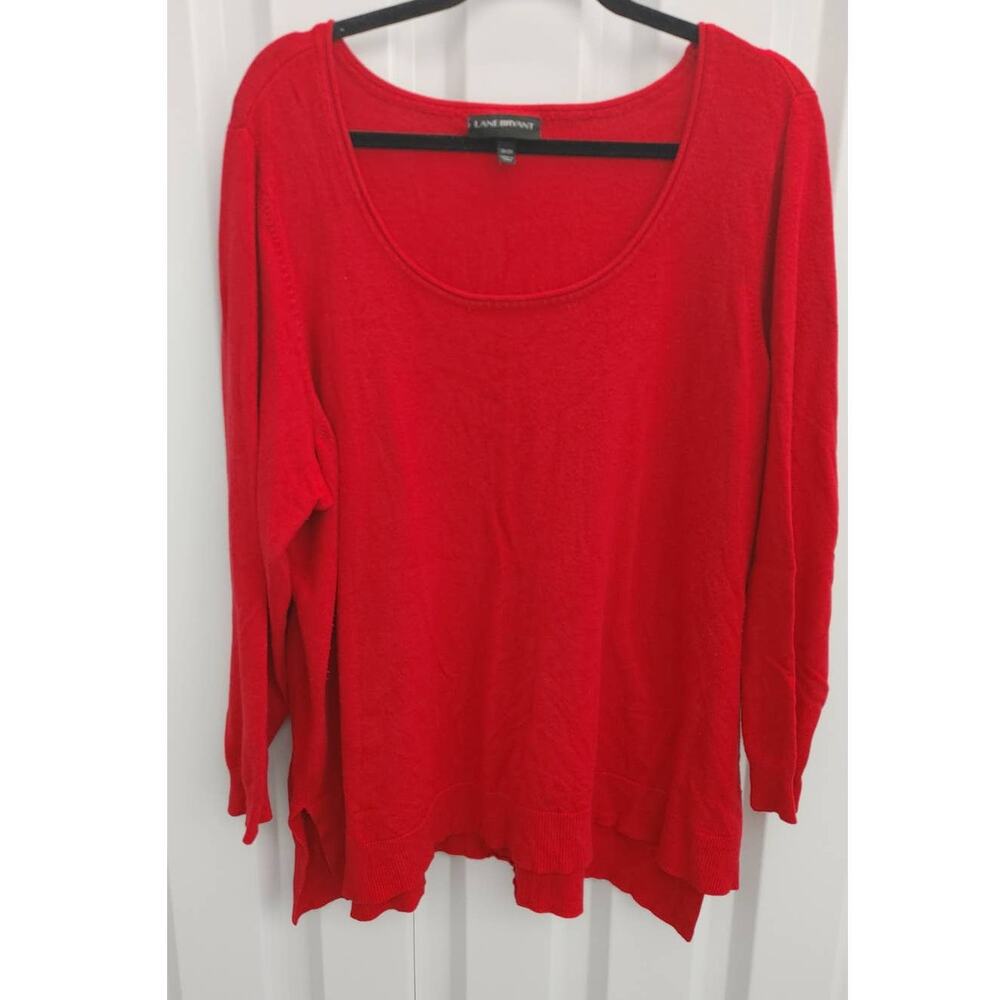 Lane Bryant Womens Sweater Pullover Crew Neck Red Sz 26/28